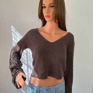 Free People Brown Starman Ribbed Sweater